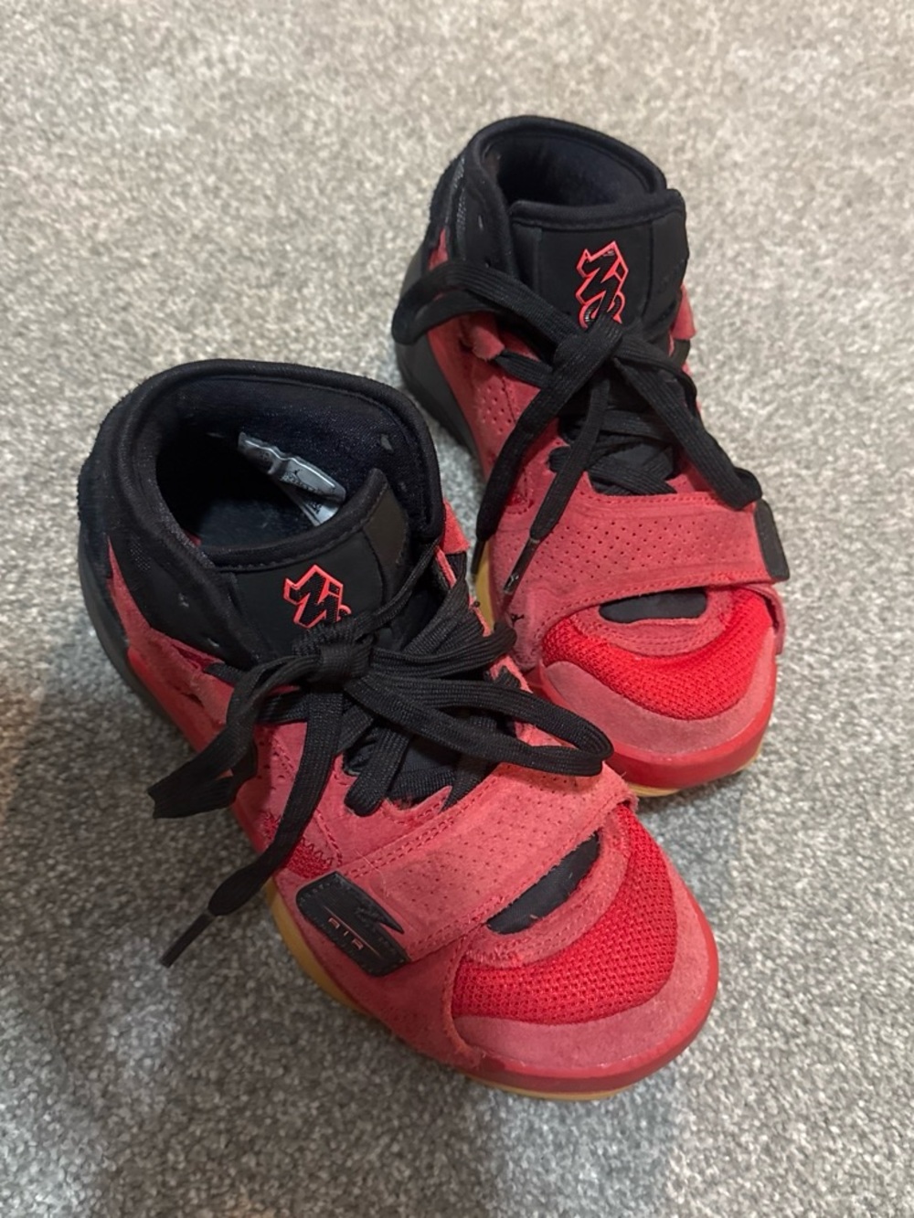 Jordan Kids Red and Black High-Top Sneakers